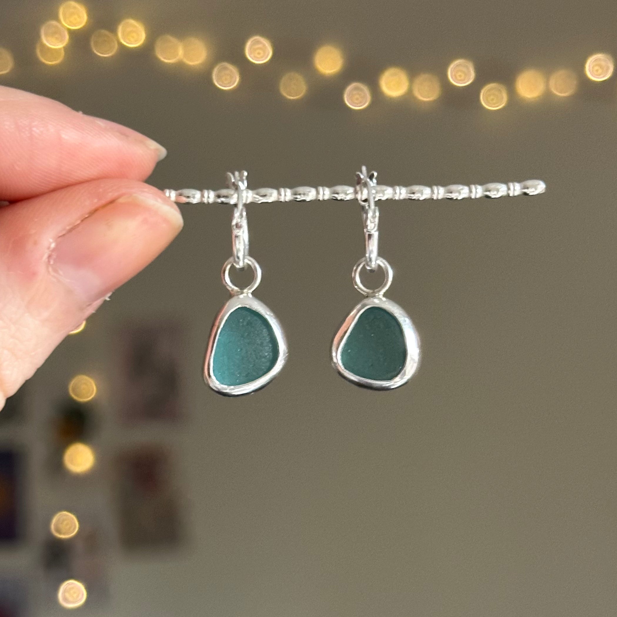 Sea glass charm earrings