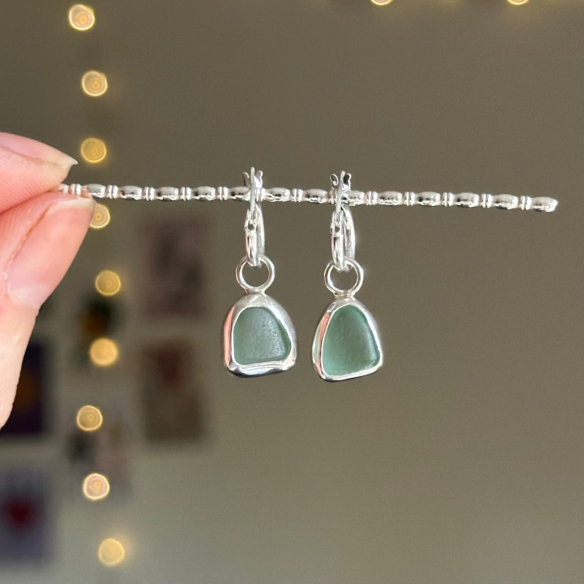 Sea glass charm earrings