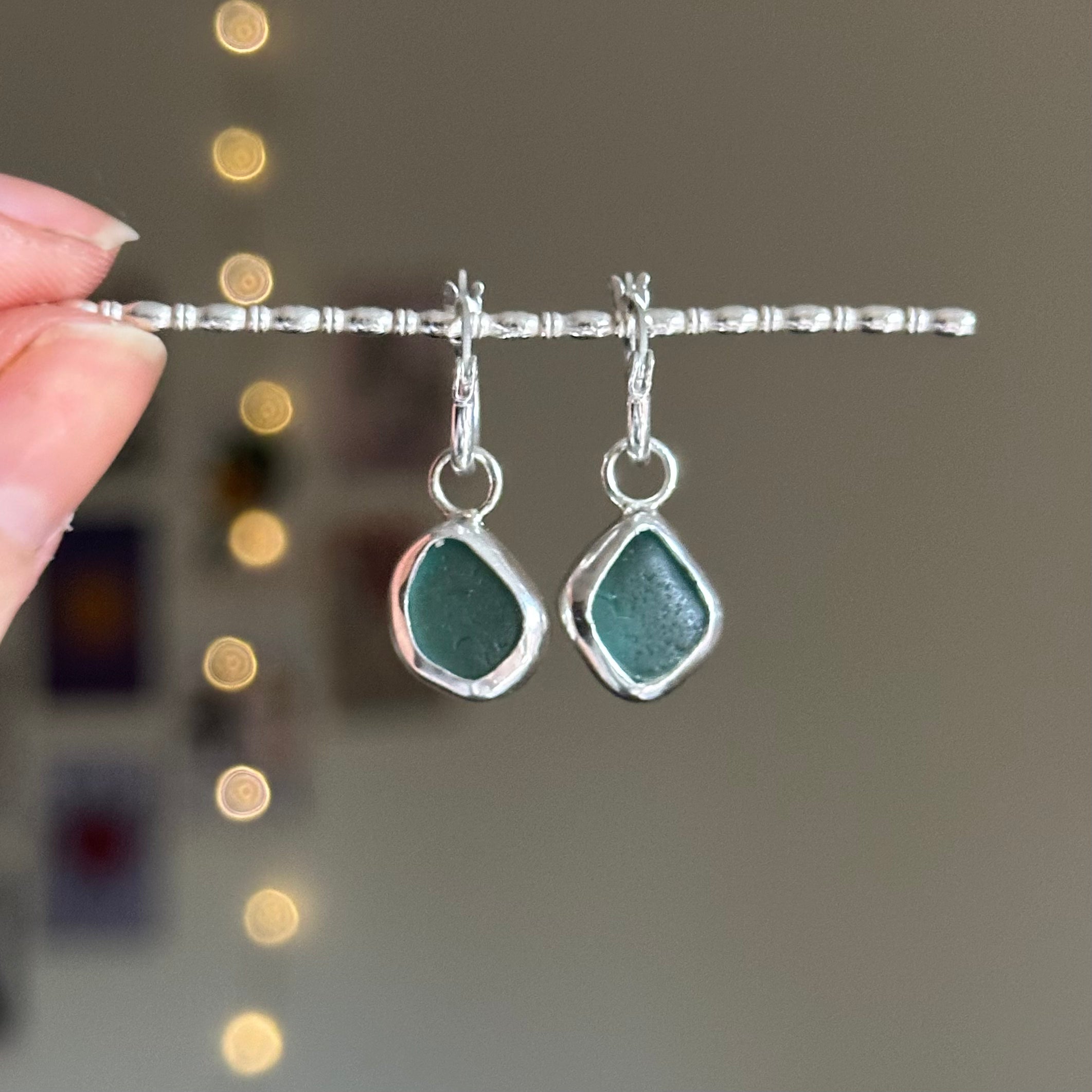Sea glass charm earrings