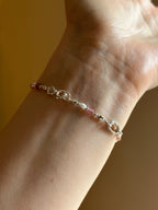 Tourmaline & pearl charm keeper bracelet