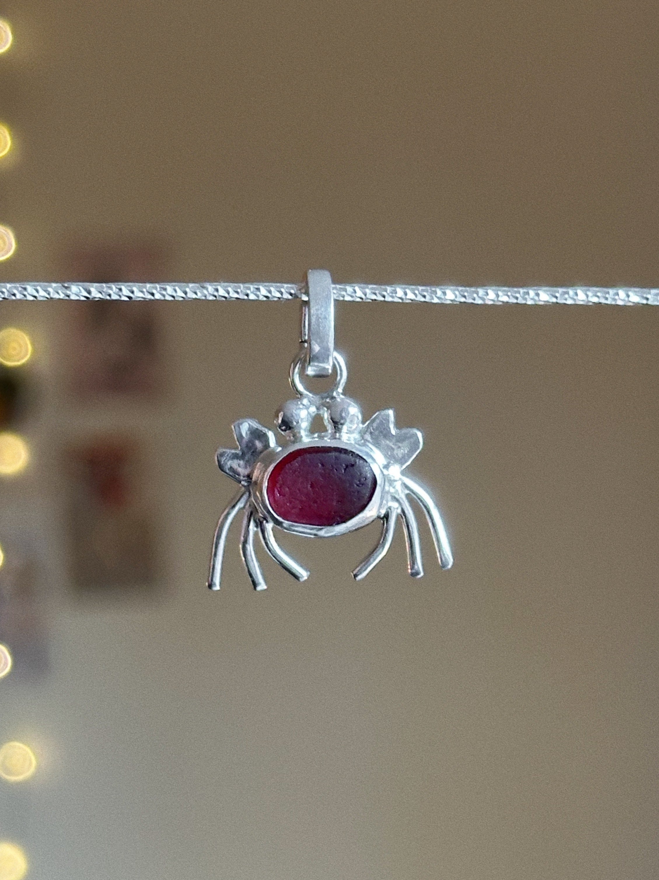 Dark pink sea glass crab