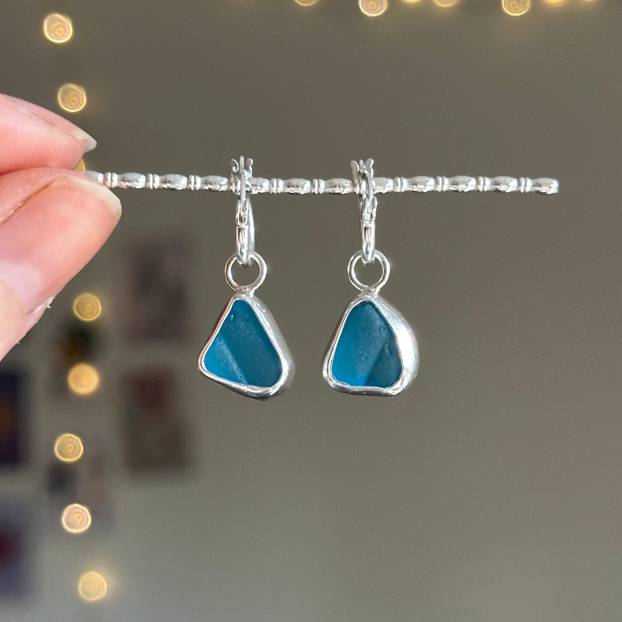 Sea glass charm earrings