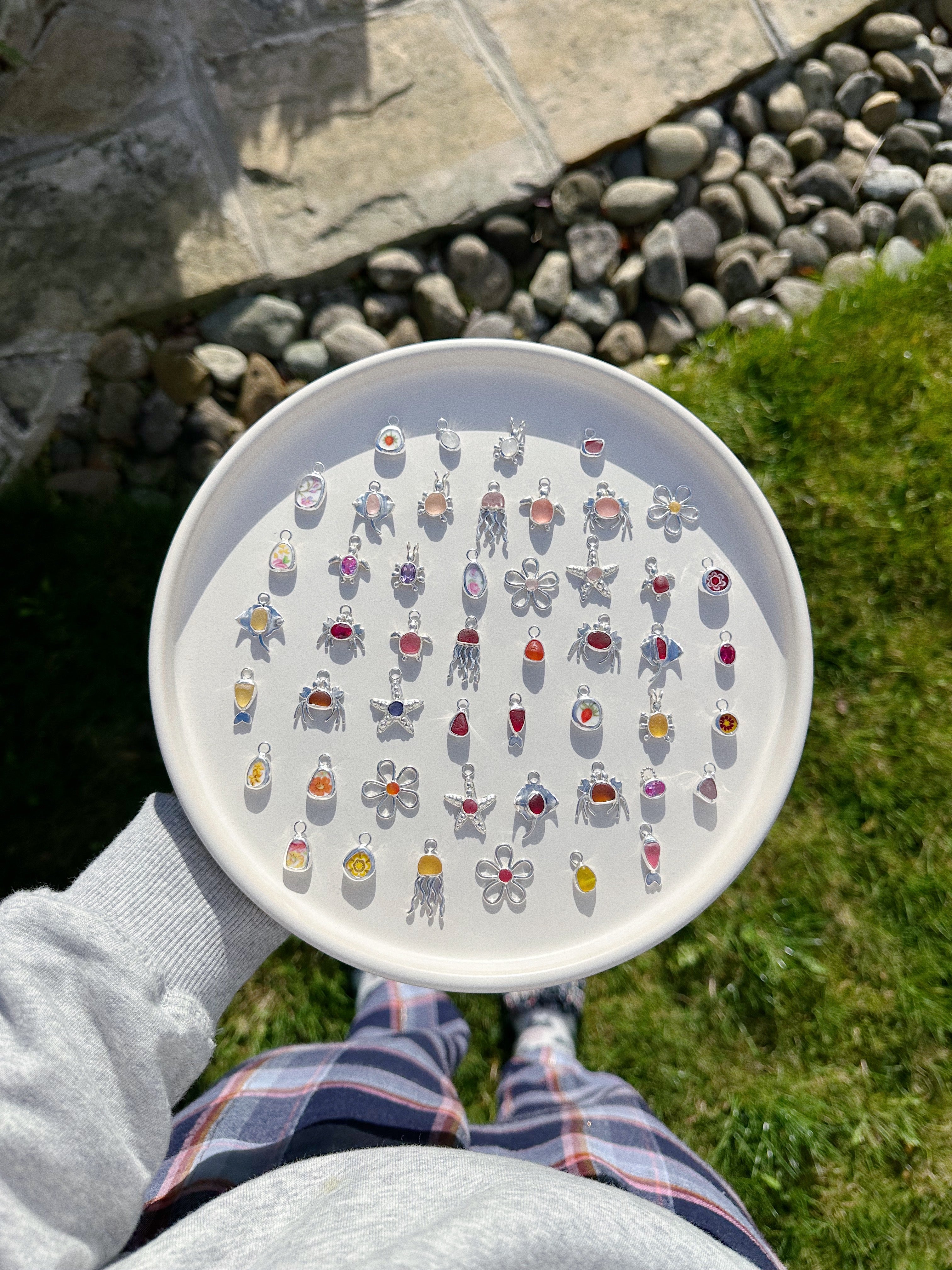 Dark pink sea glass crab