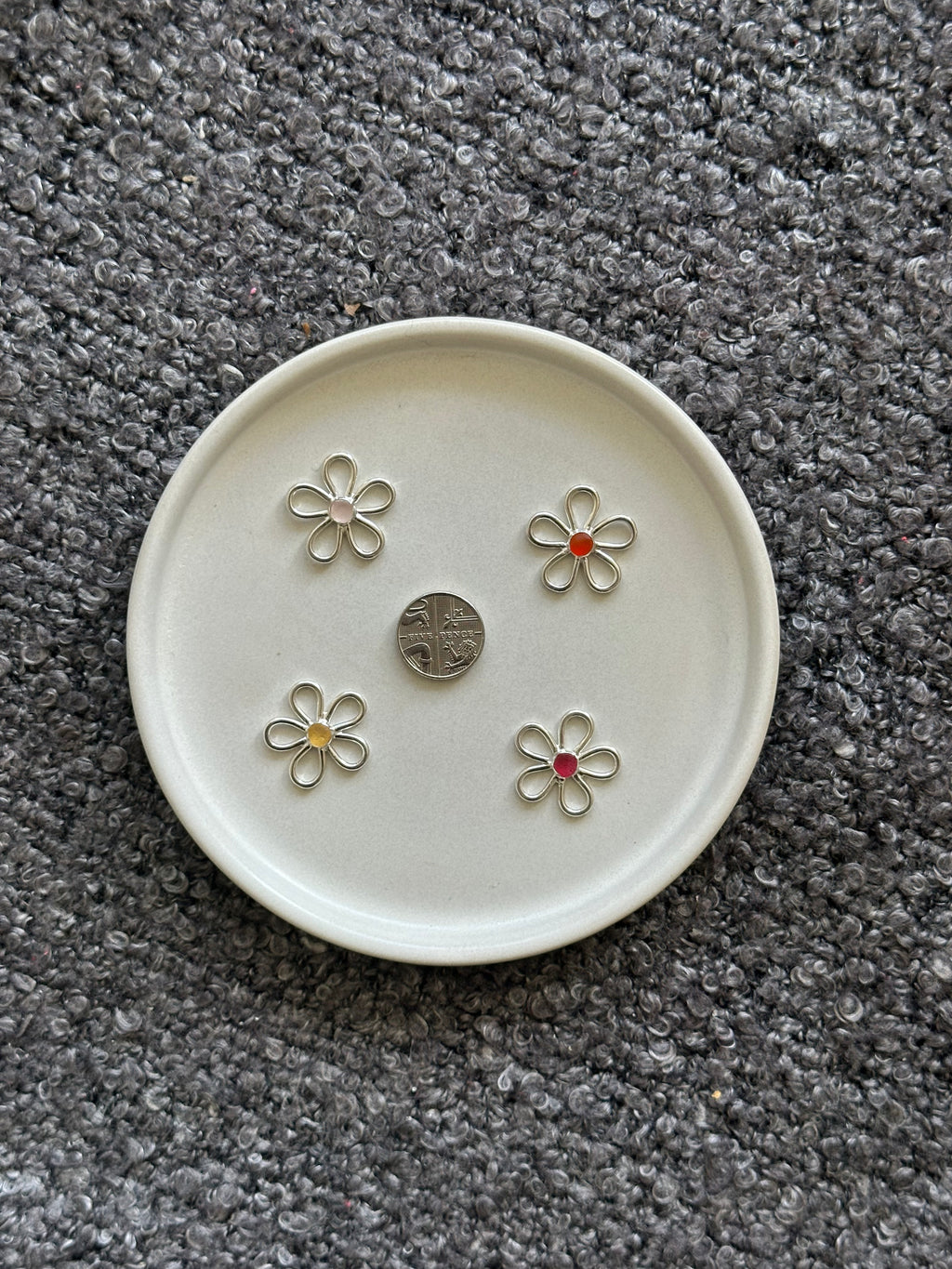 Sea glass flower charm