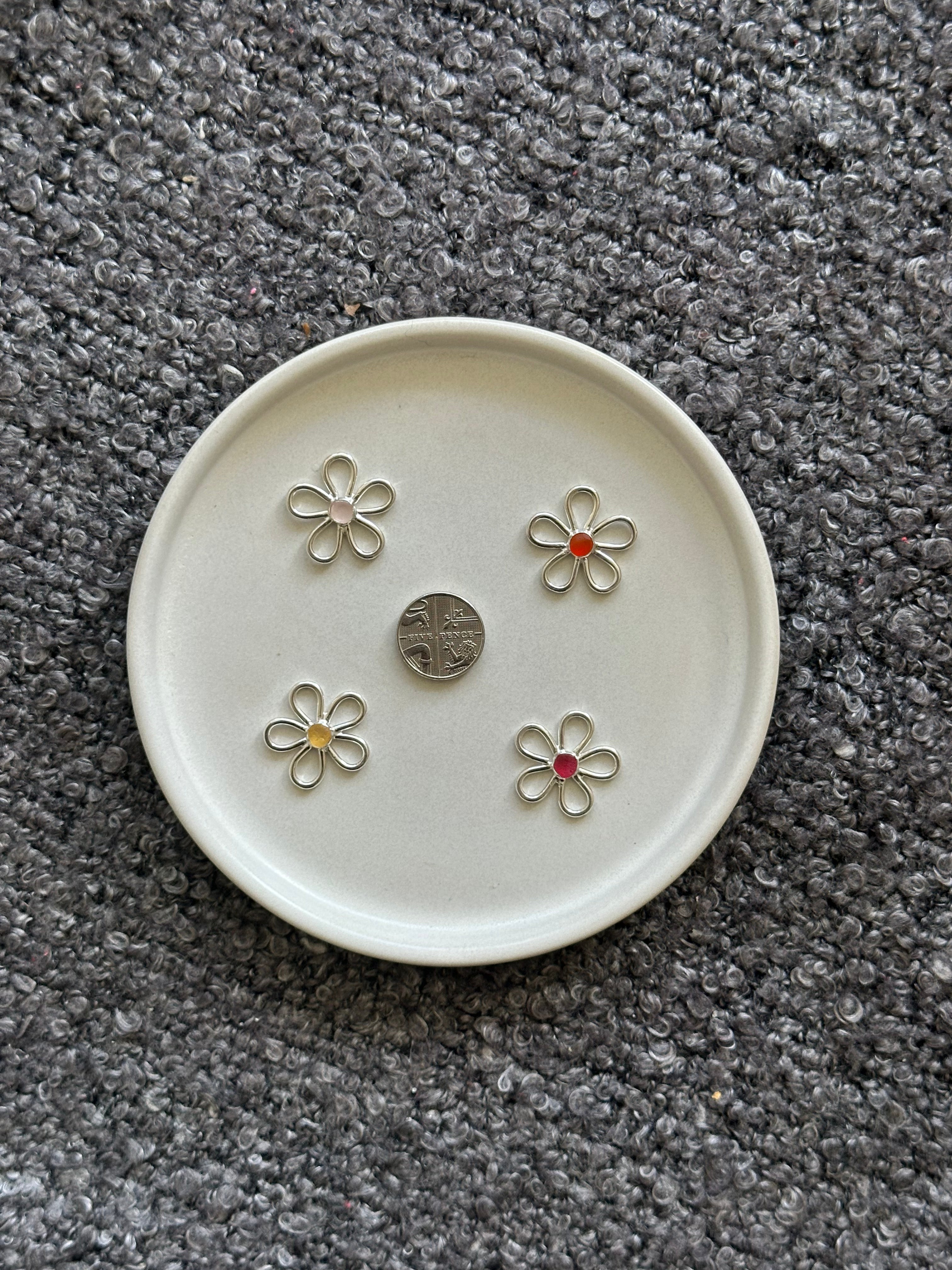 Sea glass flower charm