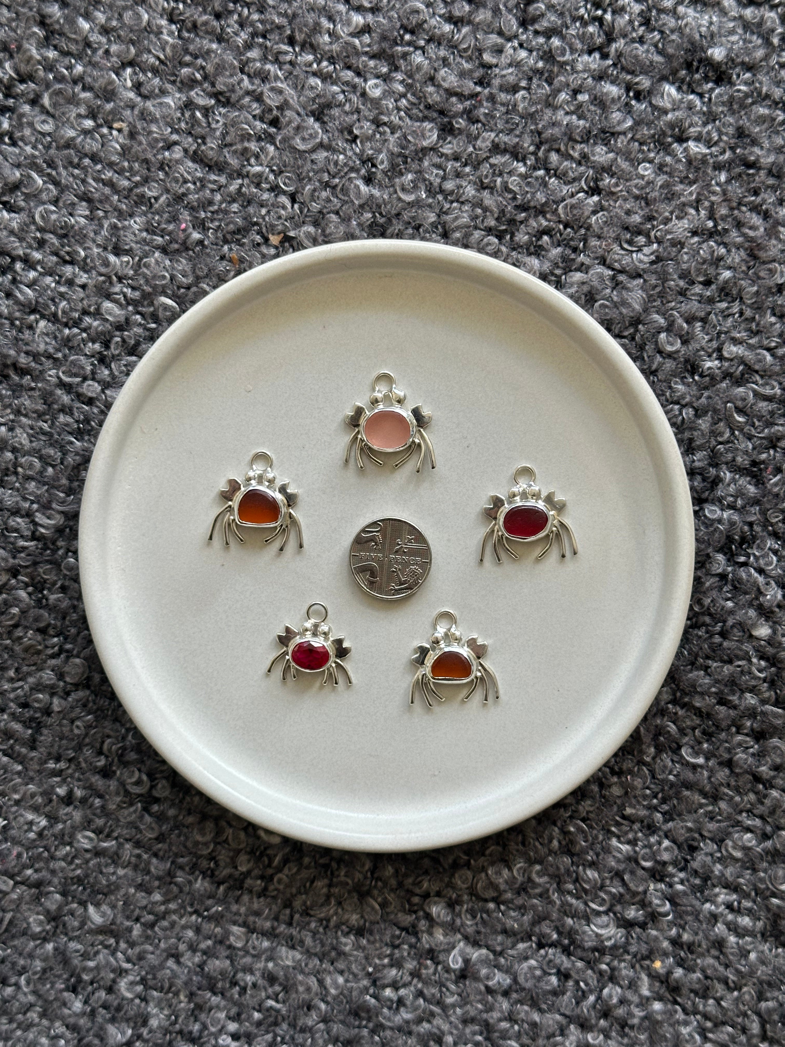 Dark pink sea glass crab